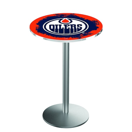 Holland Bar Stool Co 36" Stainless Steel Edmonton Oilers Pub Table L214S3628EdmOil